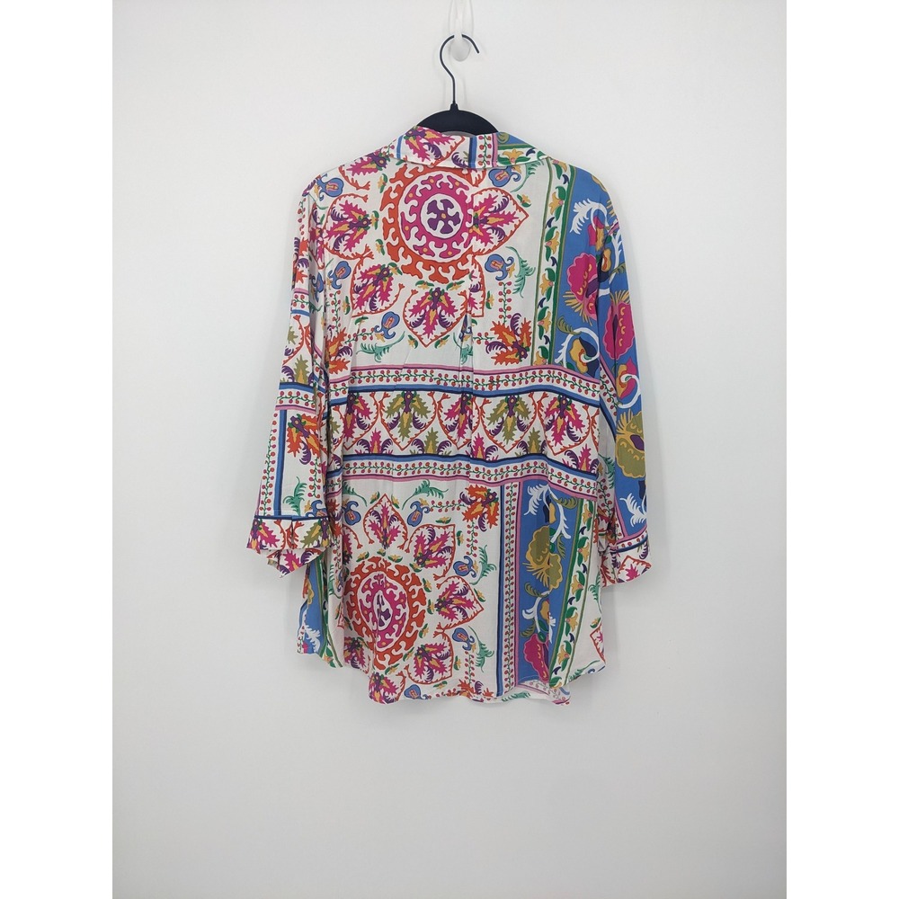 Cynthia Rowley Colorful Top Womens 2X Multicolor Patchwork Paisley Button Up - Picture 6 of 10